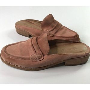 Madewell The Elinor Slip-On Flats Loafer Mules Suede Dusty Pink Womens Size 6.5